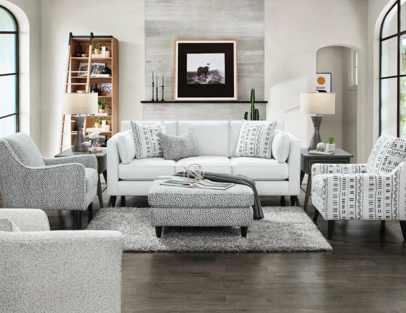 170 Faux Skin Carbon Cocktail Ottoman - Versatile & Stylish Seating for Modern Living Spaces