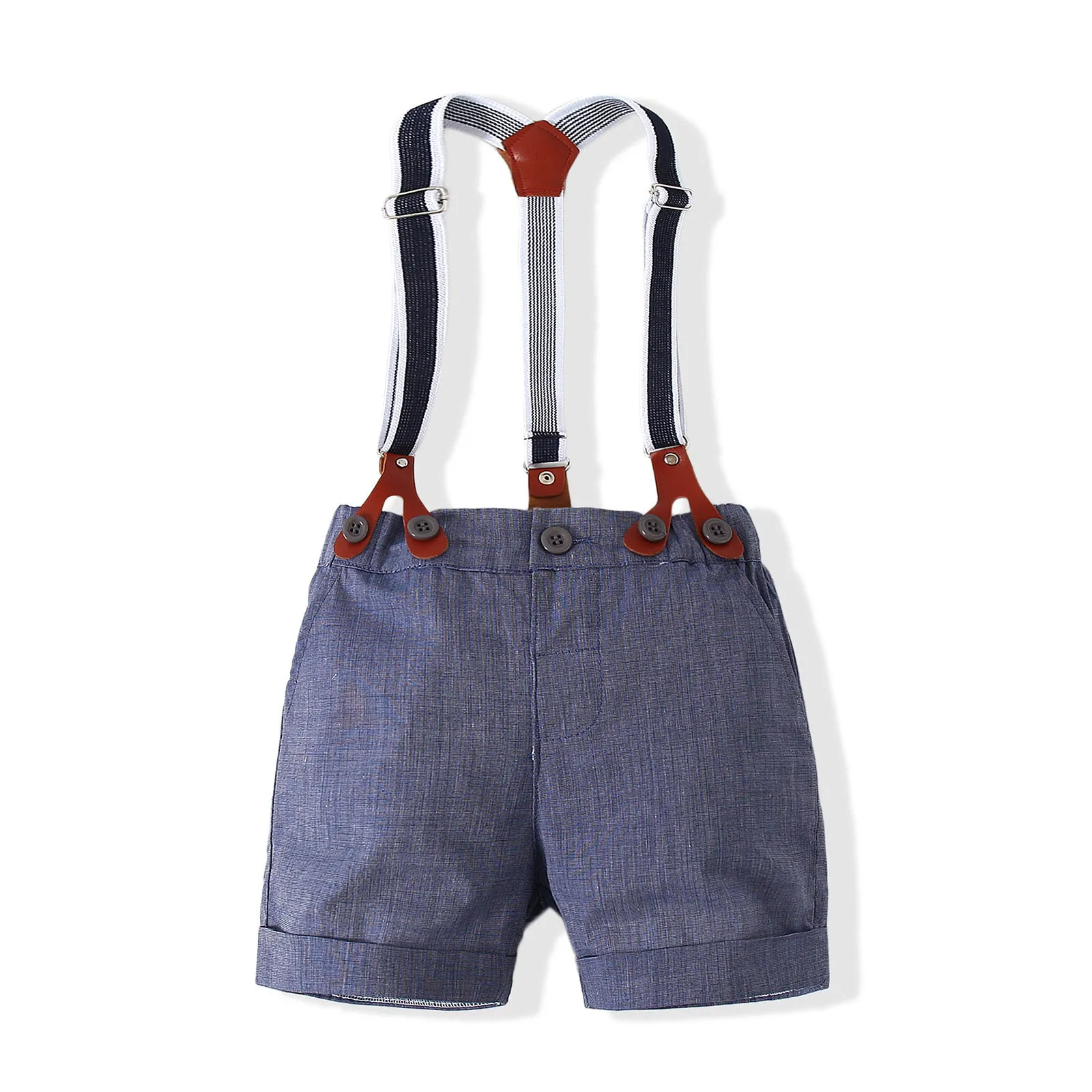 2 Pieces Set Baby Boys Solid Color Bow Shirts And Rompers Wholesale 23030807