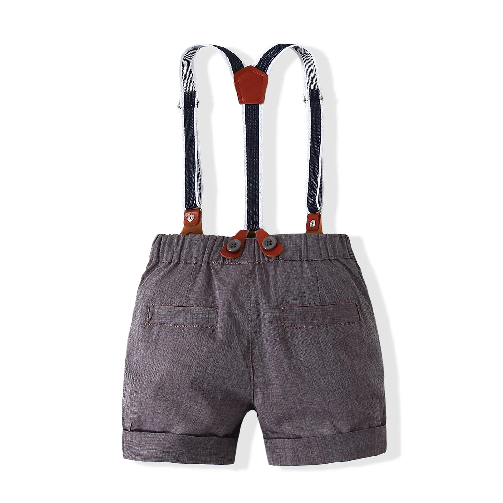 2 Pieces Set Baby Boys Solid Color Bow Shirts And Rompers Wholesale 23030807