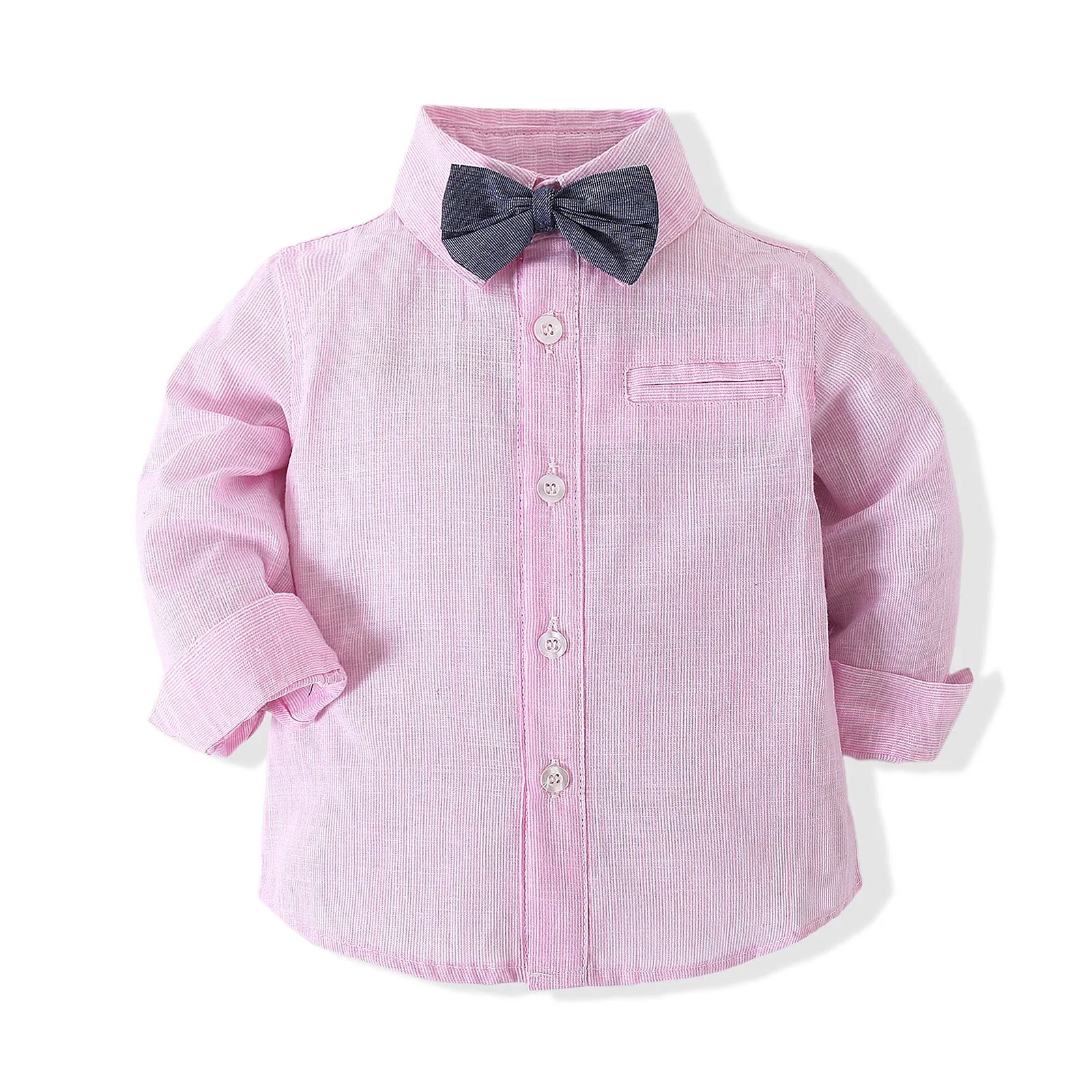 2 Pieces Set Baby Boys Solid Color Bow Shirts And Rompers Wholesale 23030807