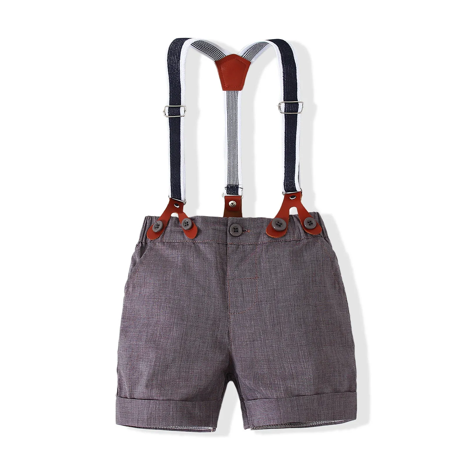 2 Pieces Set Baby Boys Solid Color Bow Shirts And Rompers Wholesale 23030807