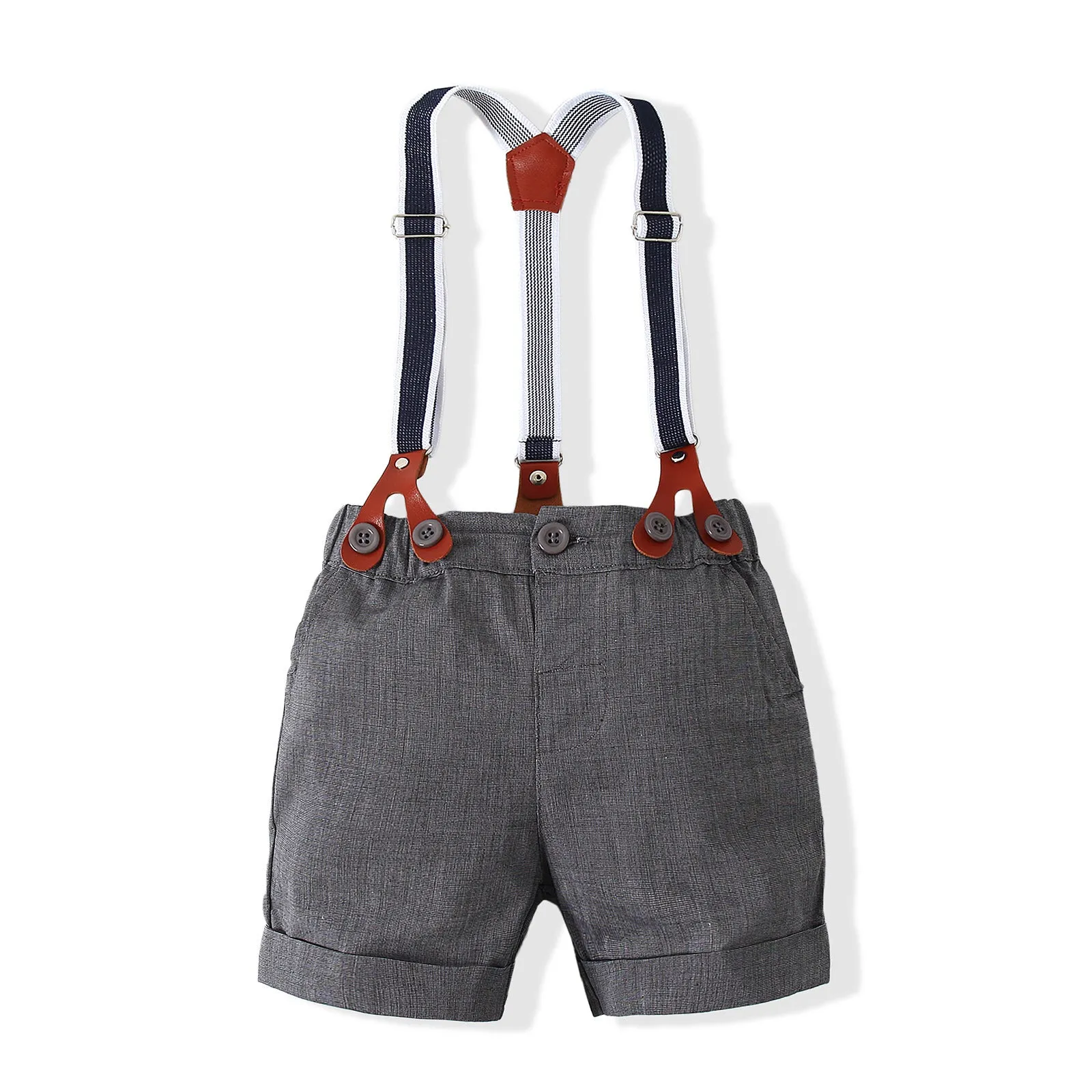 2 Pieces Set Baby Boys Solid Color Bow Shirts And Rompers Wholesale 23030807
