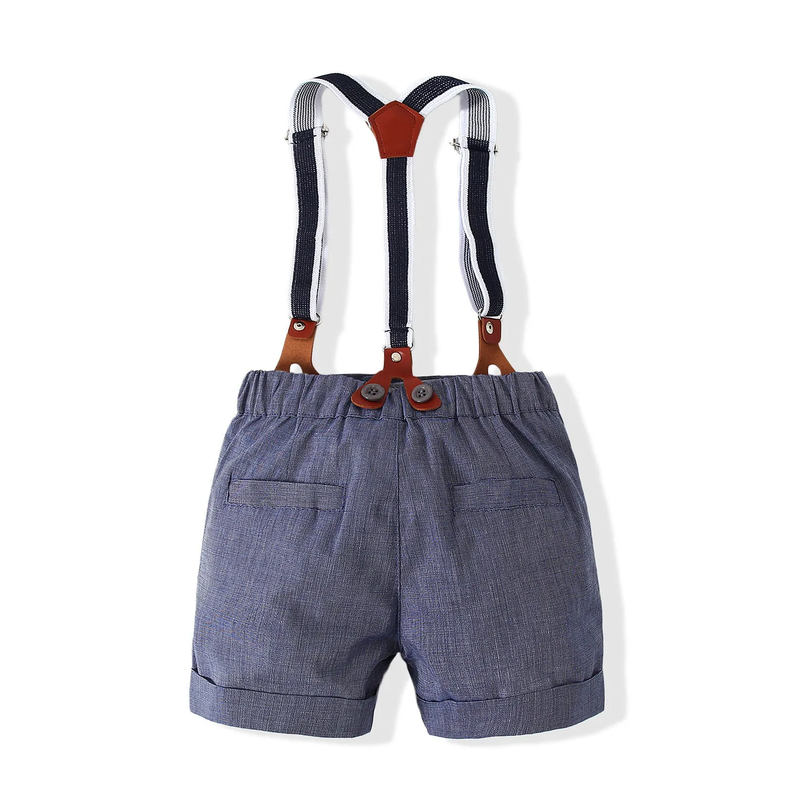 2 Pieces Set Baby Boys Solid Color Bow Shirts And Rompers Wholesale 23030807