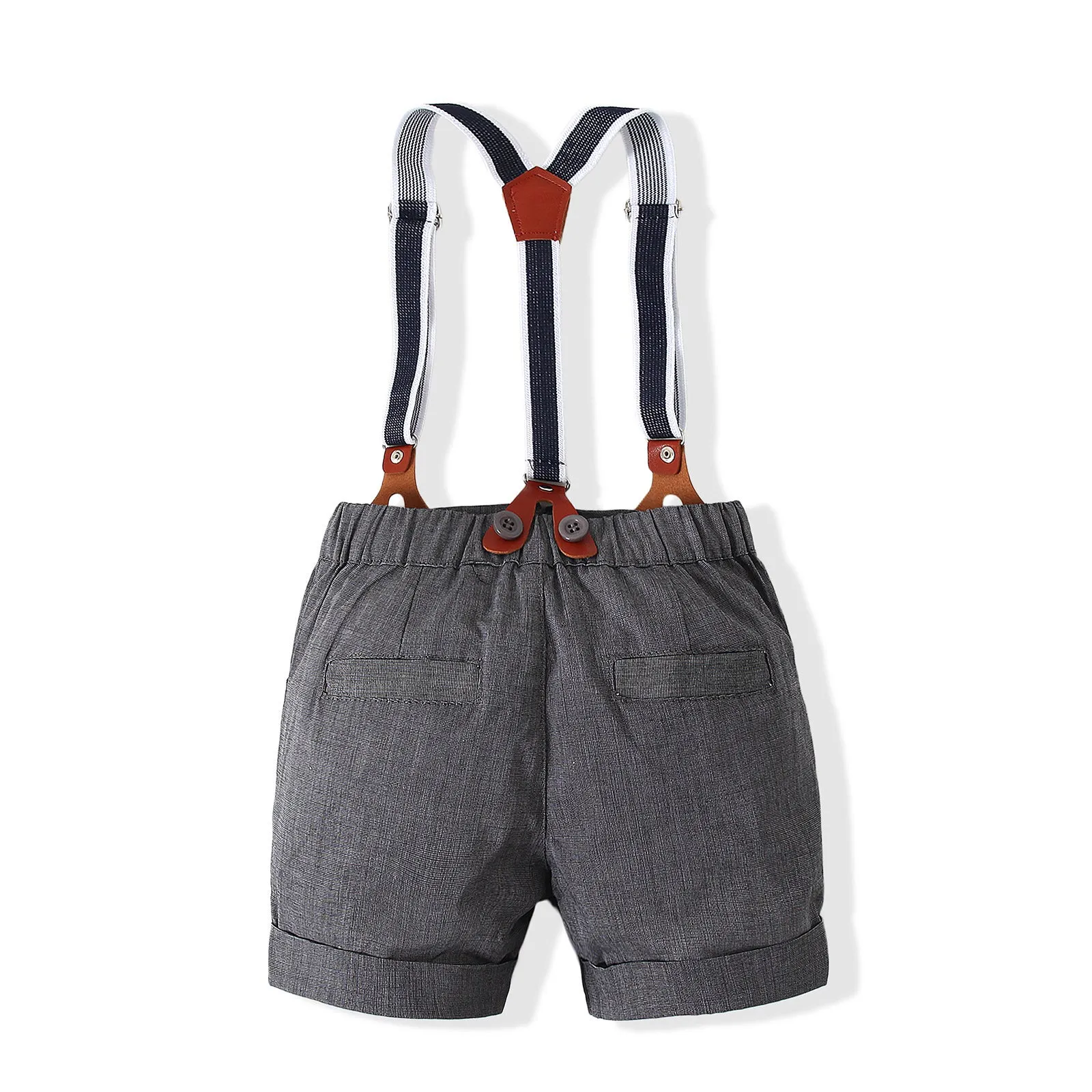 2 Pieces Set Baby Boys Solid Color Bow Shirts And Rompers Wholesale 23030807