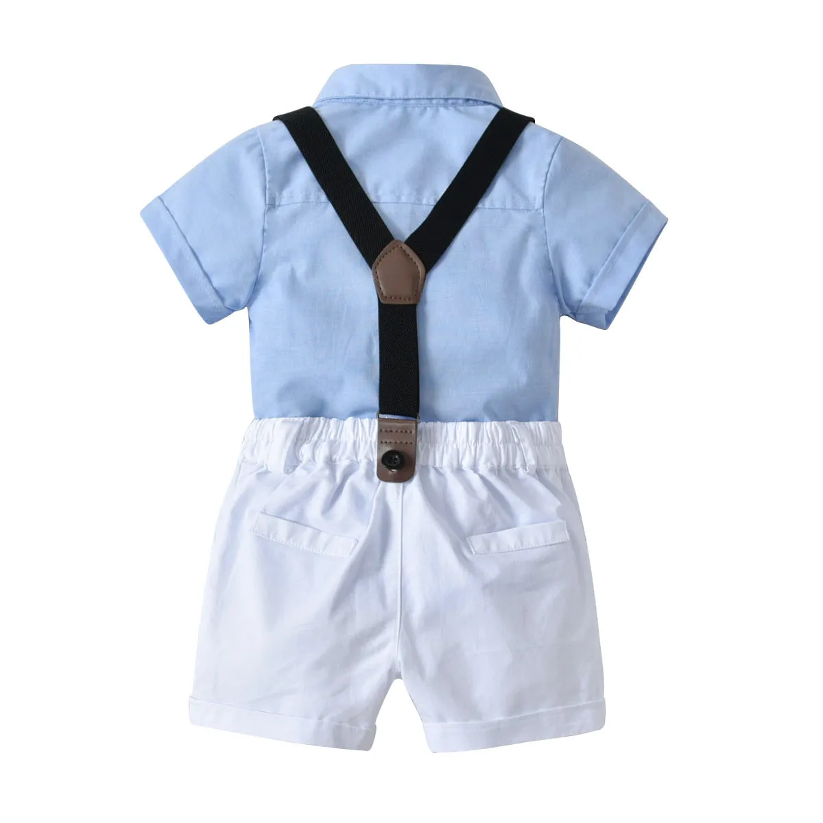 2 Pieces Set Baby Kid Boys Birthday Party Bow Shirts And Color-blocking Rompers Wholesale 22041156