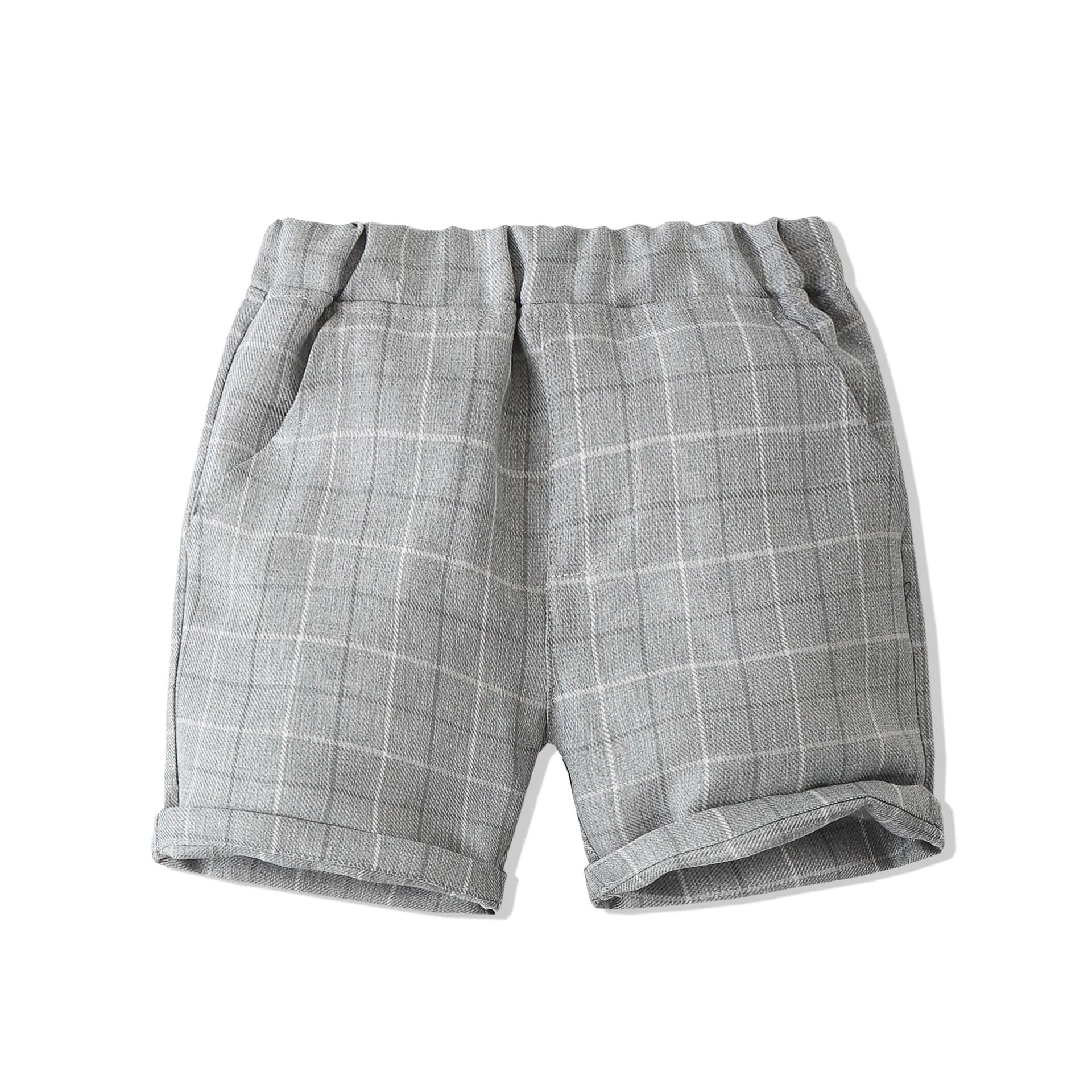 2 Pieces Set Baby Kid Boys Birthday Party Checked Bow Tops And Shorts Wholesale 230210118