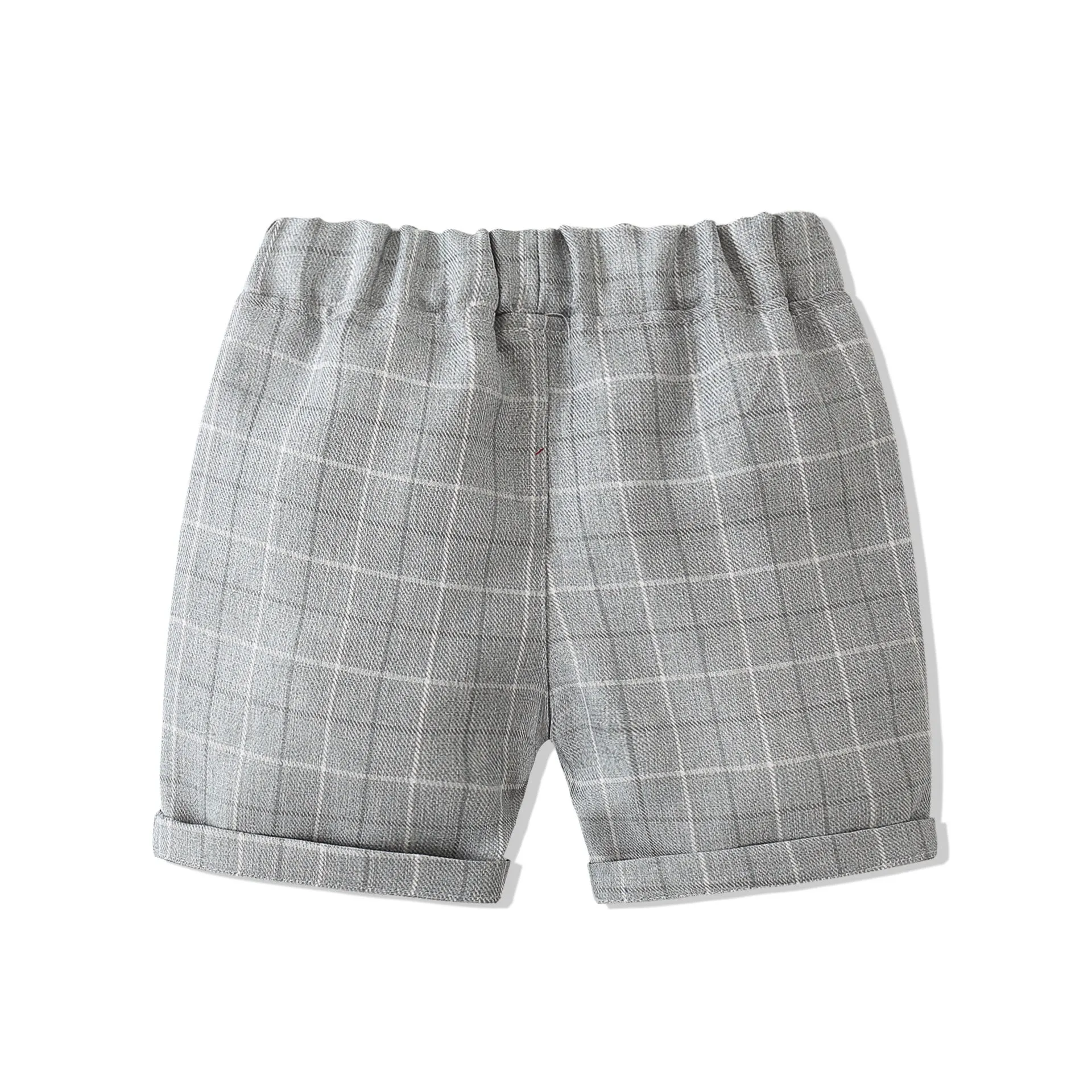 2 Pieces Set Baby Kid Boys Birthday Party Checked Bow Tops And Shorts Wholesale 230210118
