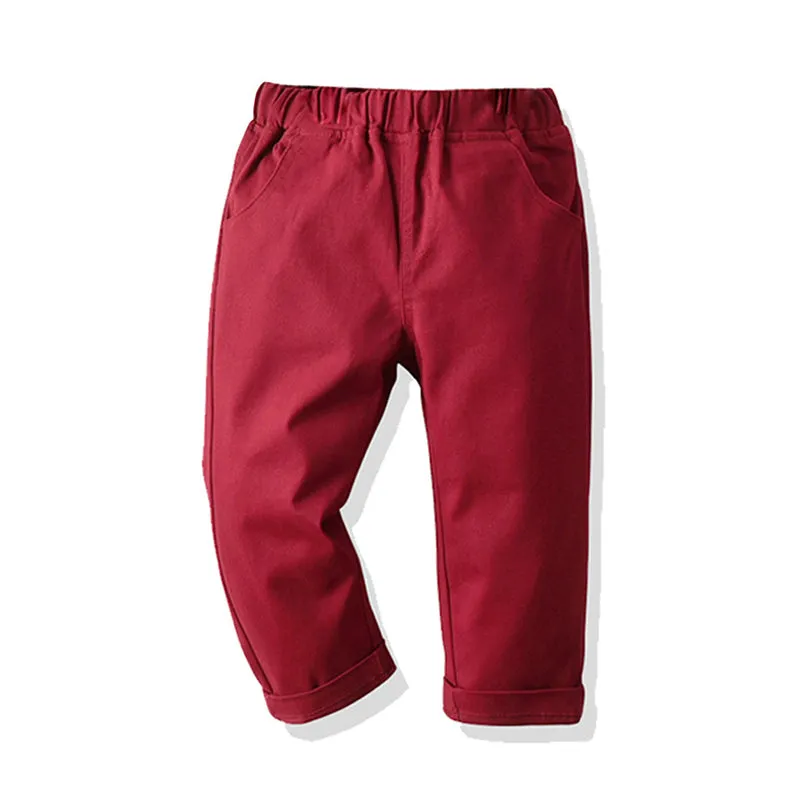 2 Pieces Set Baby Kid Boys Birthday Party Solid Color Bow Shirts And Jumpsuits Wholesale 21110926