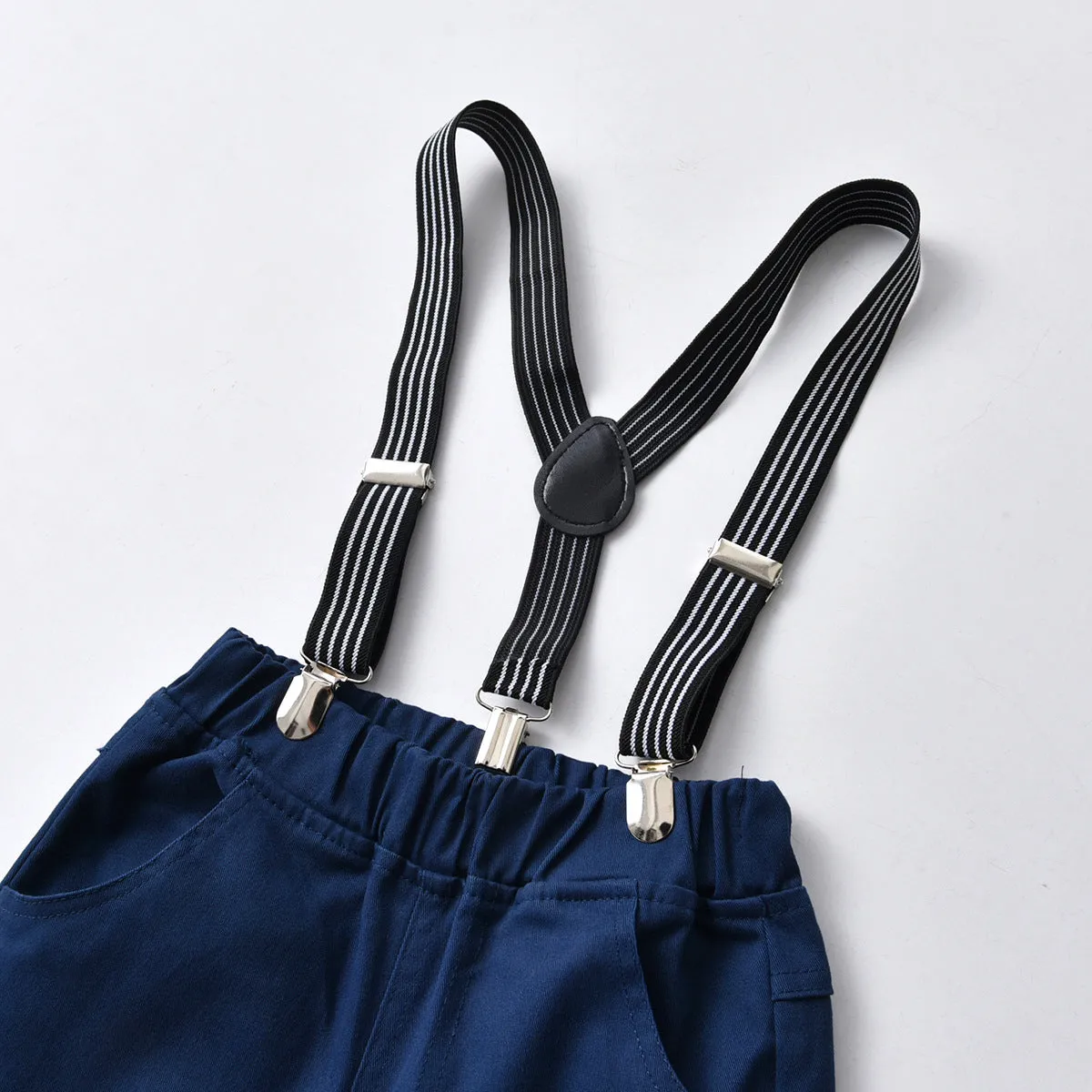 2 Pieces Set Baby Kid Boys Birthday Party Solid Color Bow Shirts And Jumpsuits Wholesale 21110959