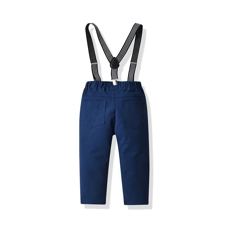 2 Pieces Set Baby Kid Boys Birthday Party Solid Color Bow Shirts And Jumpsuits Wholesale 21110959