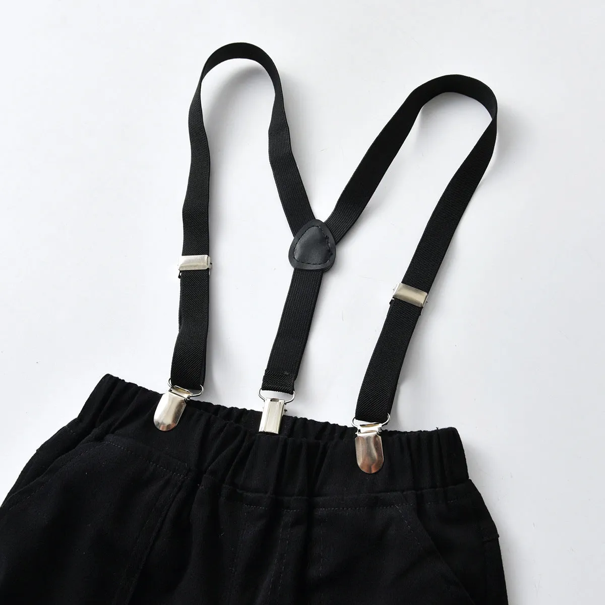 2 Pieces Set Baby Kid Boys Birthday Party Solid Color Bow Shirts And Jumpsuits Wholesale 21110959
