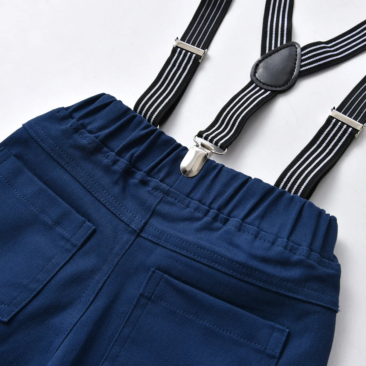 2 Pieces Set Baby Kid Boys Birthday Party Solid Color Bow Shirts And Jumpsuits Wholesale 21110959
