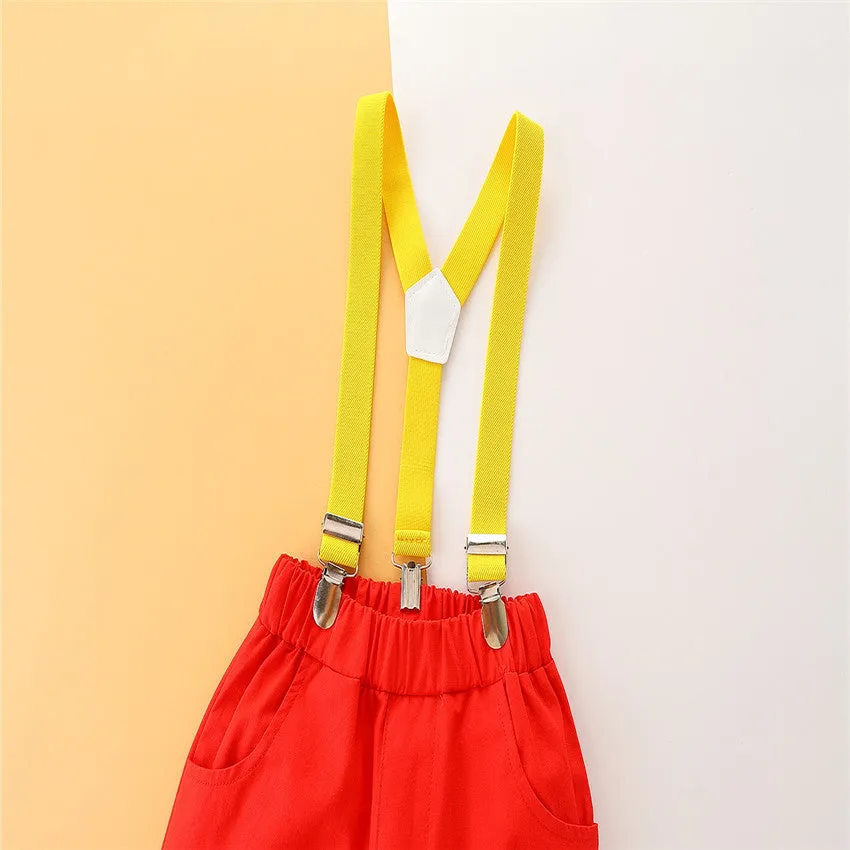 2 Pieces Set Baby Kid Boys Birthday Party Solid Color Bow Shirts And Jumpsuits Wholesale 230213151