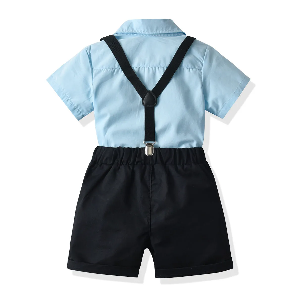 2 Pieces Set Baby Kid Boys Birthday Party Solid Color Bow Shirts And Rompers Wholesale 211109216