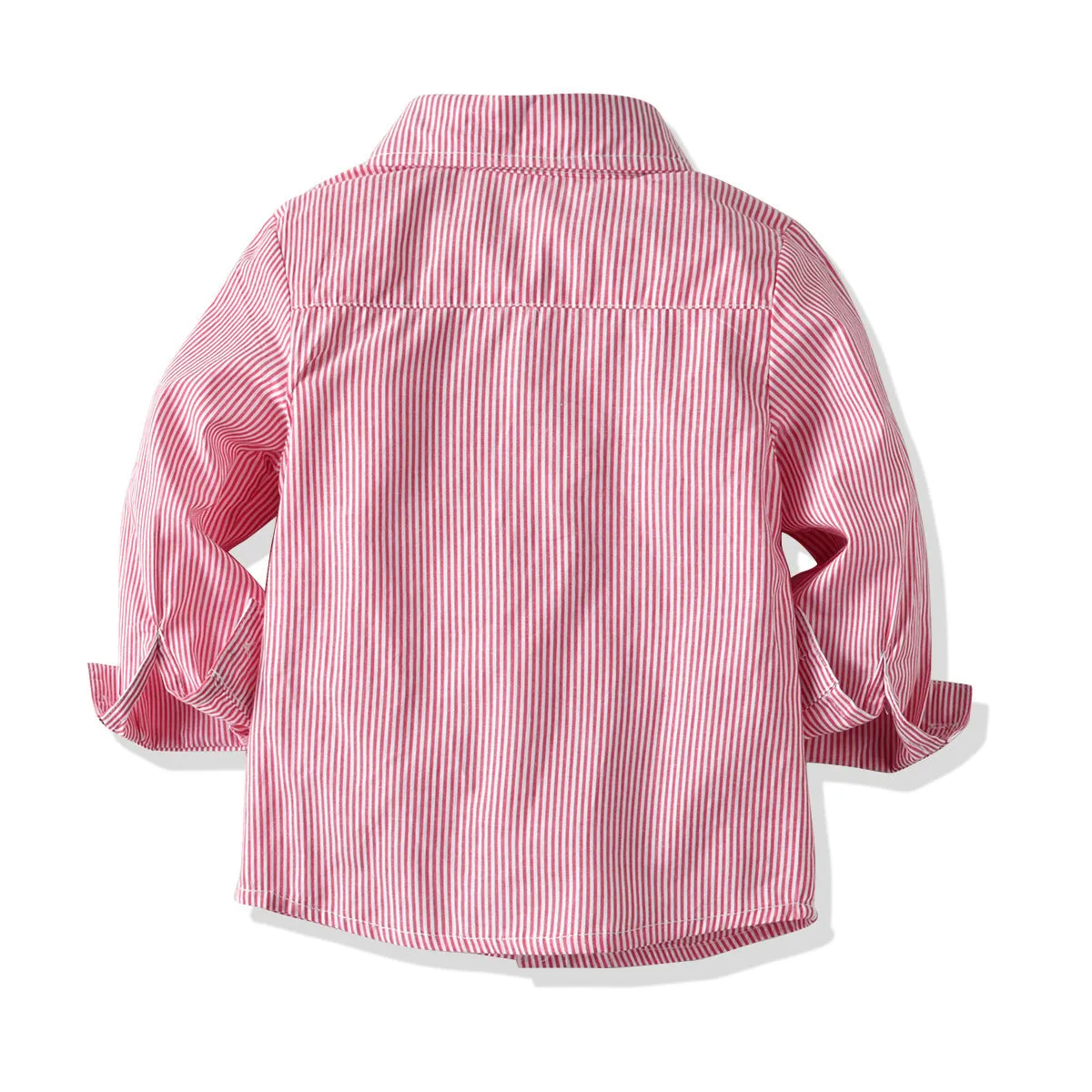 2 Pieces Set Baby Kid Boys Birthday Party Striped Polka dots Bow Shirts And Solid Color Jumpsuits Wholesale 21110953