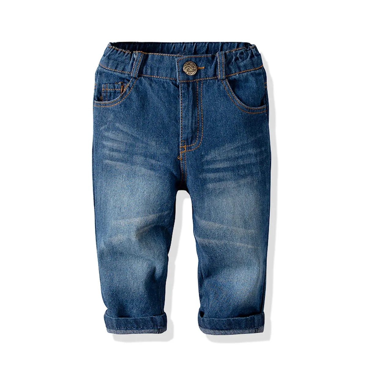 2 Pieces Set Baby Kid Boys Dressy Birthday Party Checked Bow Shirts And Solid Color Jeans Wholesale 211109680