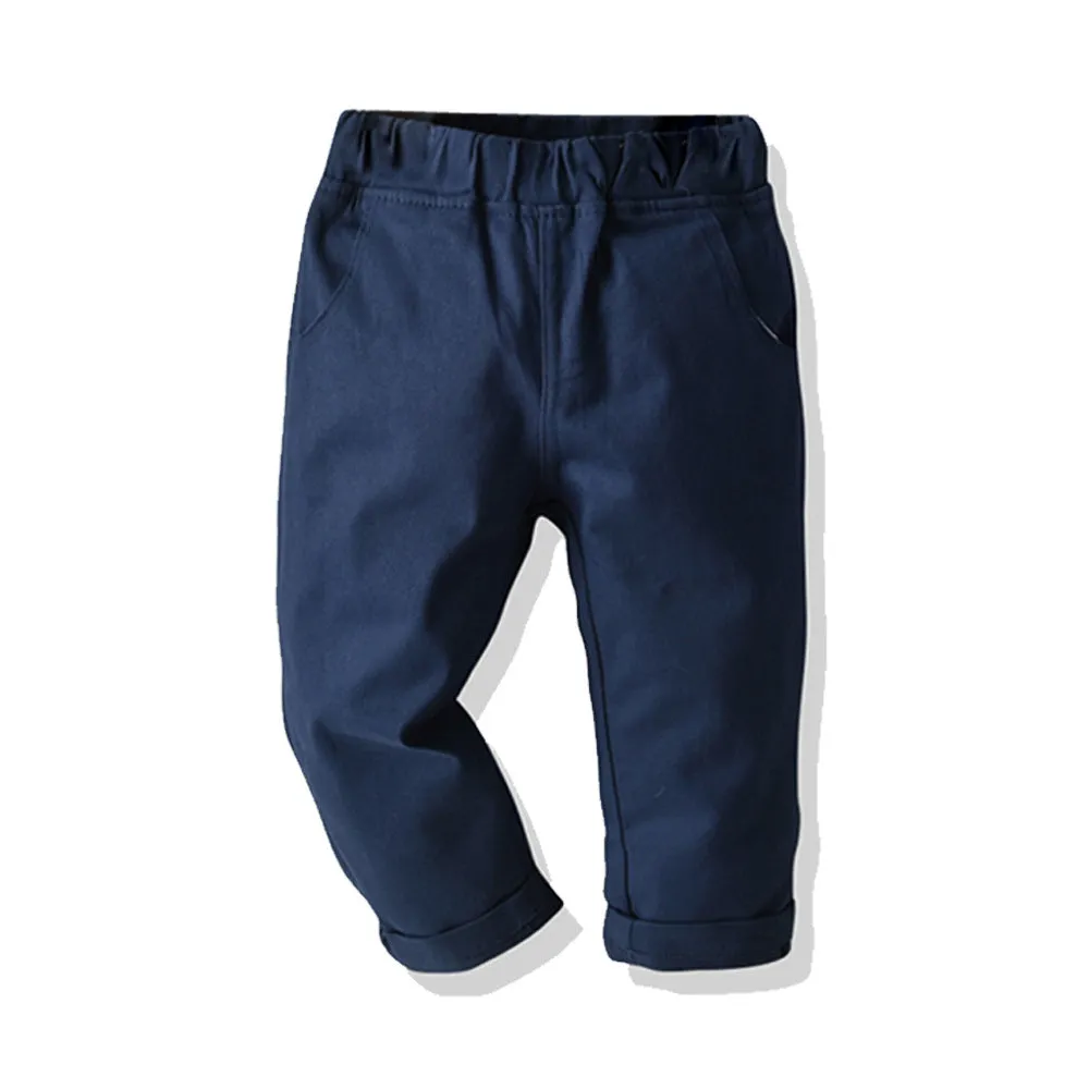 2 Pieces Set Baby Kid Boys Dressy Birthday Party Solid Color Bow Shirts And Pants Wholesale 211109678