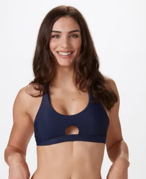 Alex Hybrid Top - Navy Ribbed