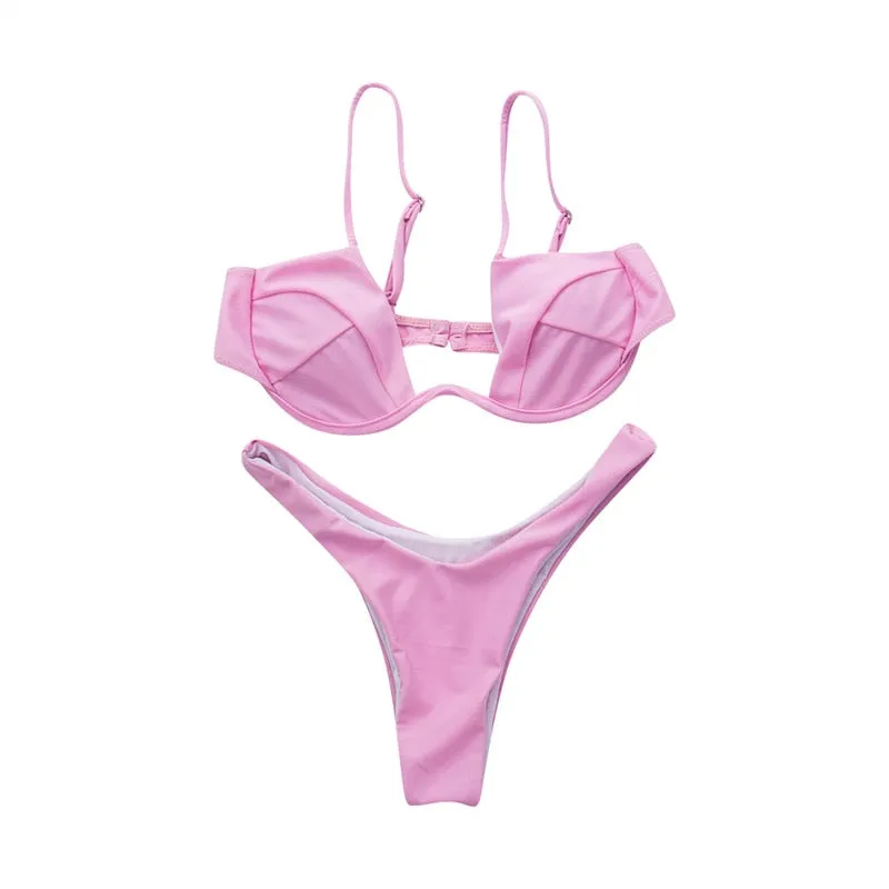 Beach Plain Low Rise Thong Bottom Bikinis