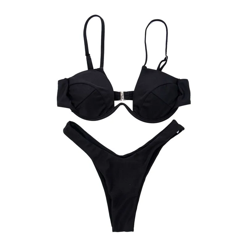 Beach Plain Low Rise Thong Bottom Bikinis