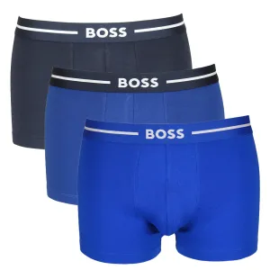 BOSS Men's Bold 3 Pack Trunks - Blue/Navy