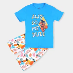 Boys 2 Pcs Suit Awesome Dude - Blue