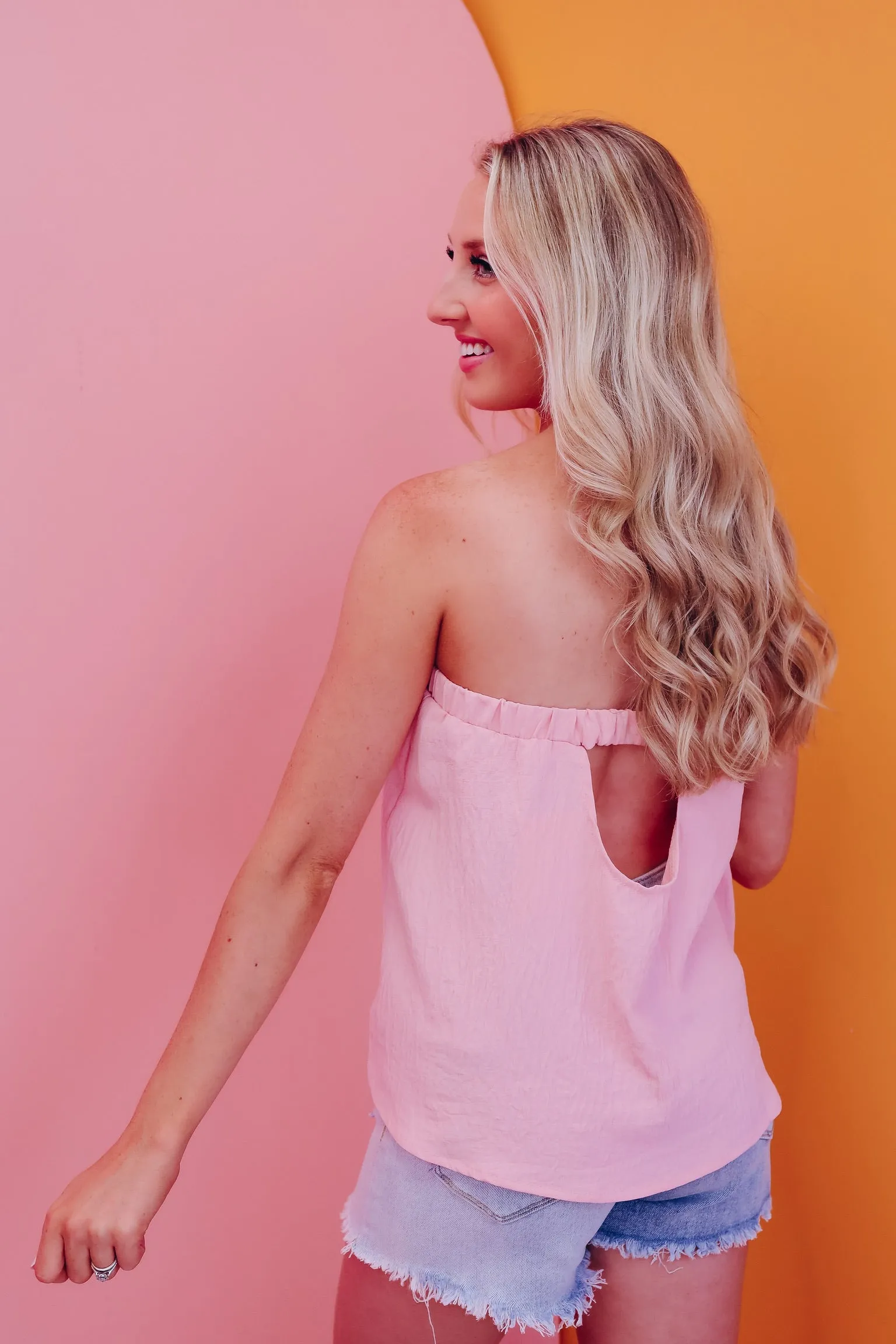 Breezy Bandeau Boho Crop Top - Pink