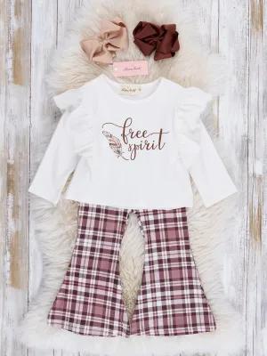 Brown "Free Spirit" Plaid Bell Bottoms Outfit