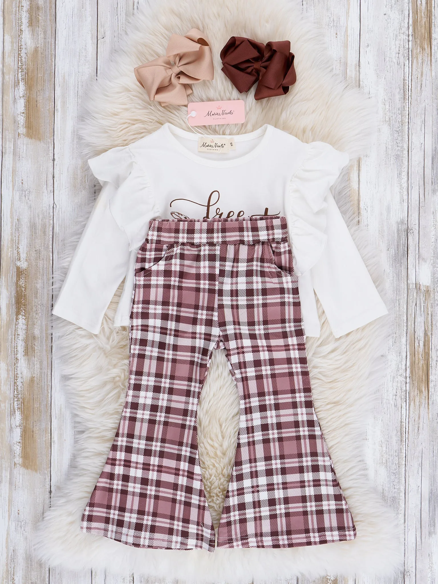 Brown "Free Spirit" Plaid Bell Bottoms Outfit