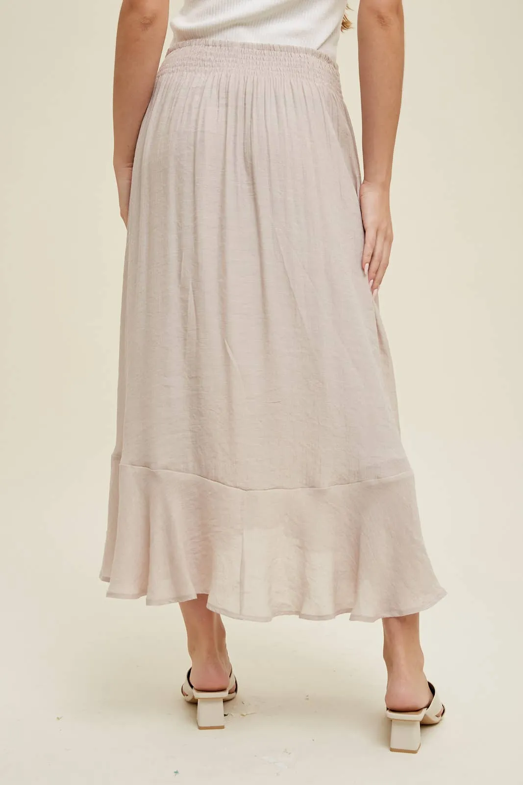 BUTTON-UP MIDI SKIRT