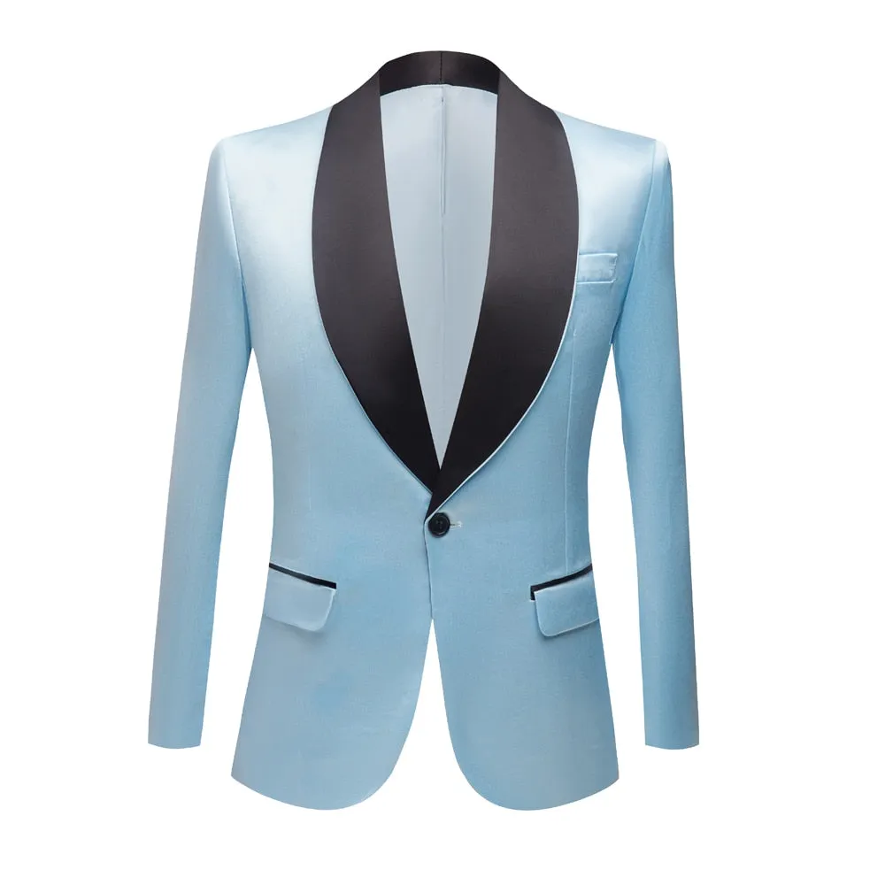 CGSUITS Men's Fashion Luxury Style Jacquard Green & Black Tuxedo Blazer Suit Jacket