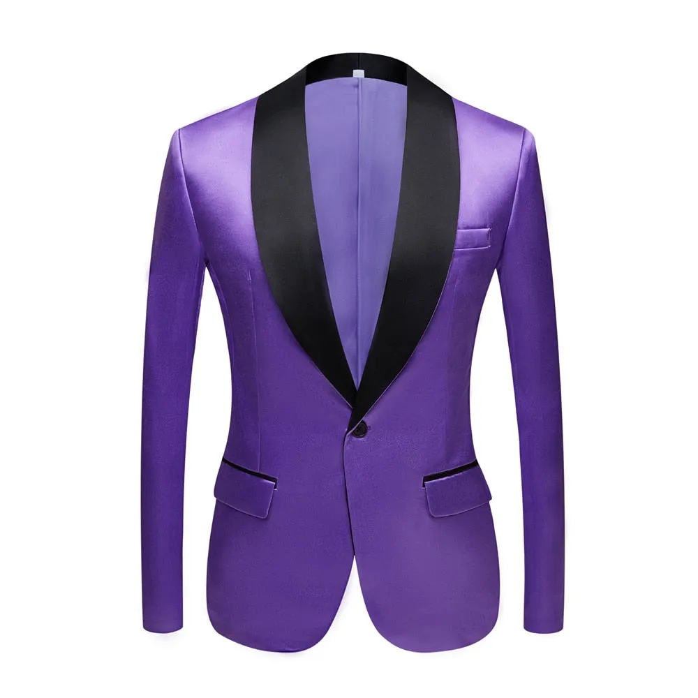 CGSUITS Men's Fashion Luxury Style Jacquard Green & Black Tuxedo Blazer Suit Jacket