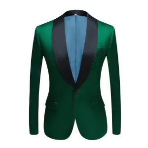 CGSUITS Men's Fashion Luxury Style Jacquard Green & Black Tuxedo Blazer Suit Jacket