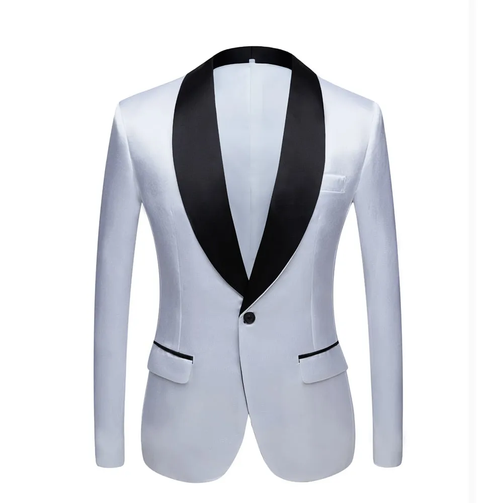 CGSUITS Men's Fashion Luxury Style Jacquard Green & Black Tuxedo Blazer Suit Jacket