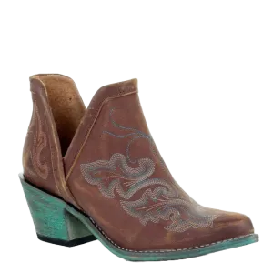 Circle G by Corral Ladies Cognac Brown & Turquoise Embroidery Booties Q0099
