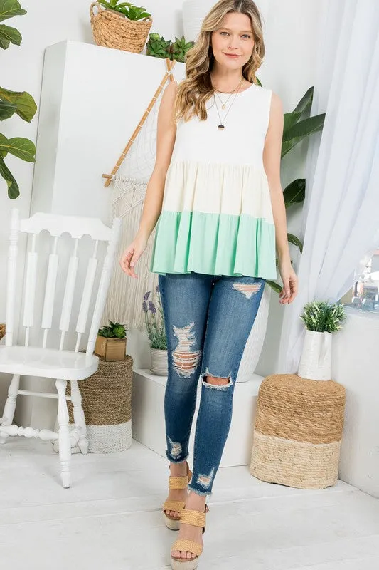 COLOR BLOCK TUNIC TANK TOP