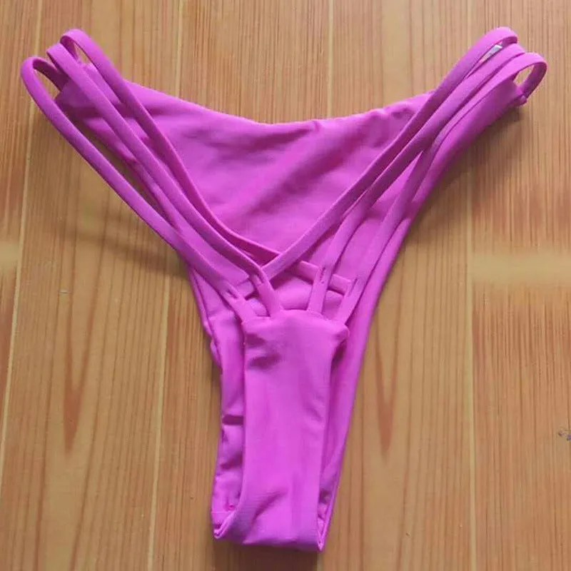 Crossed Straps and Triangle Bottoms Solid Color Bikini Swimwear