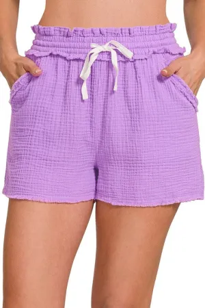 Double Elasticband Drawstring Waist Shorts