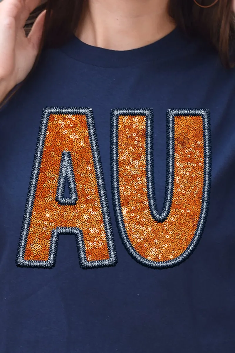 Faux Sequin AU Transfer Short Sleeve Relaxed Fit T-Shirt