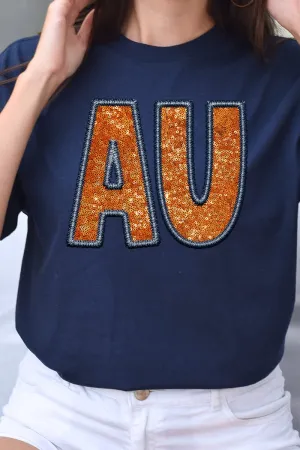 Faux Sequin AU Transfer Short Sleeve Relaxed Fit T-Shirt
