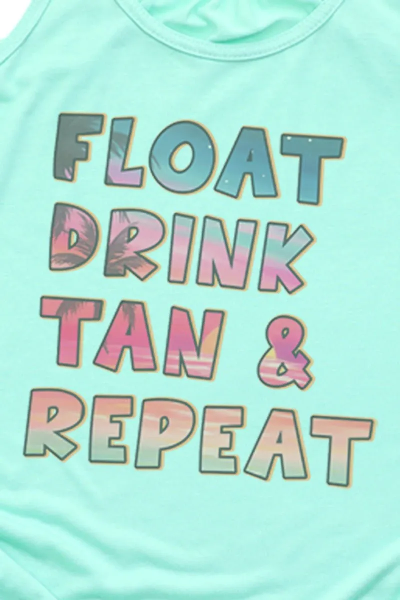 Float Drink Tan Repeat Flowy Racerback Tank