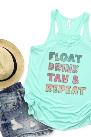 Float Drink Tan Repeat Flowy Racerback Tank