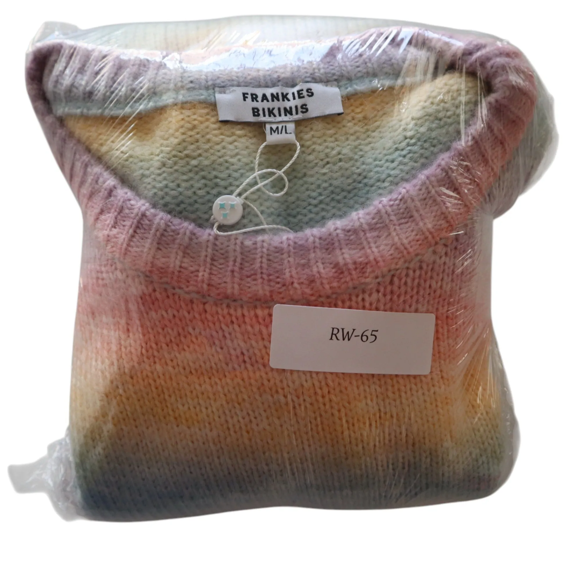 Frankies Bikinis Womens M/L Rainbow Striped Knit Sweater