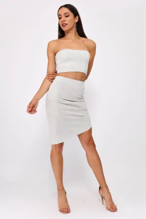 Grey Asymmetric Hem Skirt