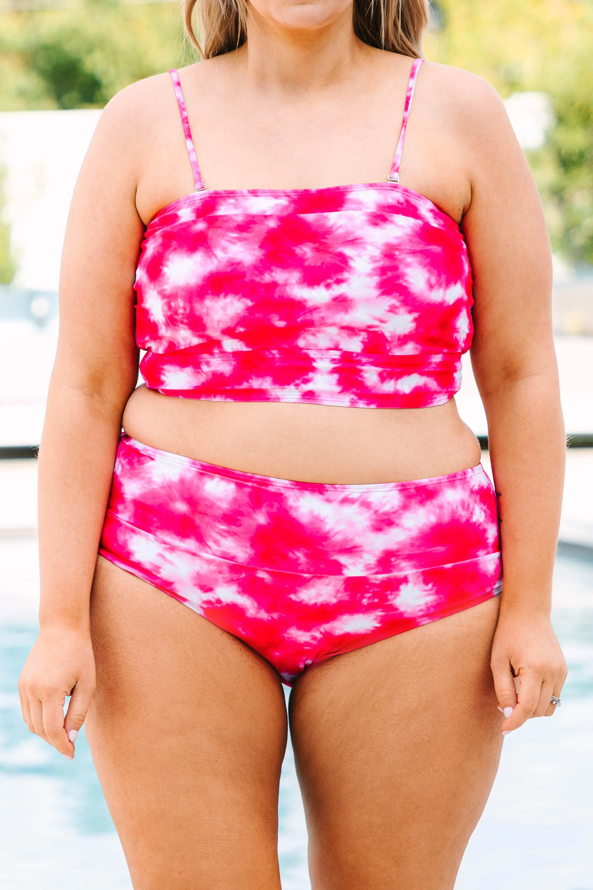 Hidden Islands Swim Top, Tie Dye-Pink