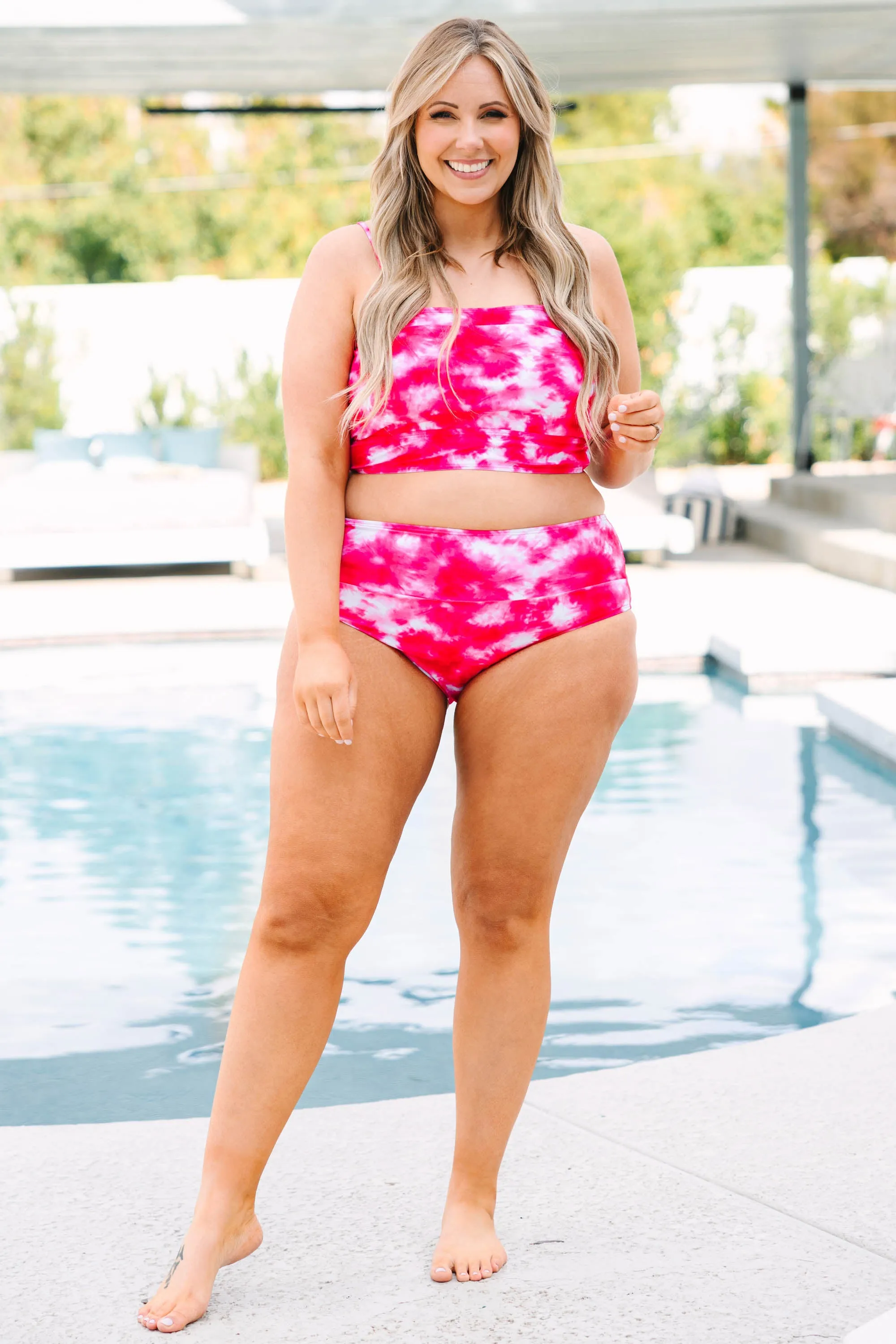 Hidden Islands Swim Top, Tie Dye-Pink