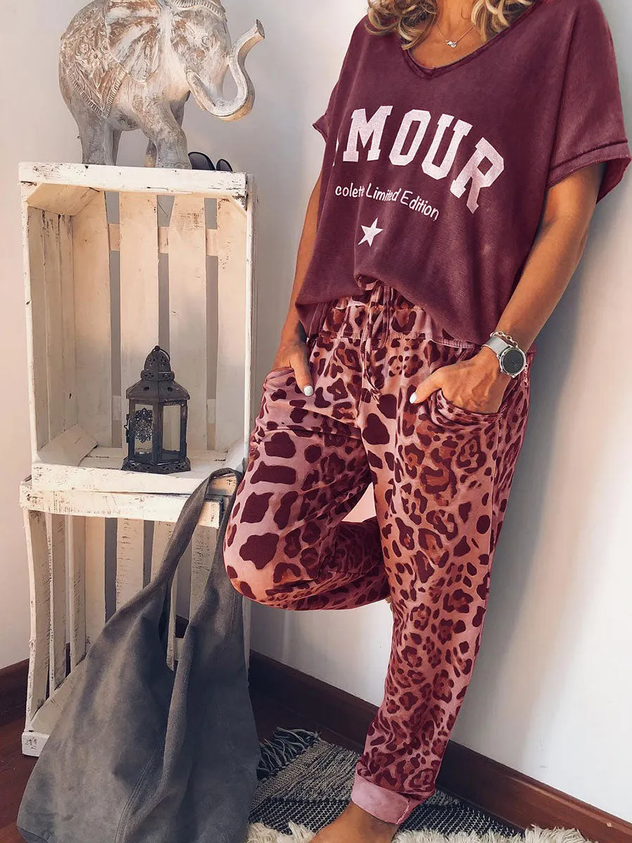 Leopard Print Casual Suit