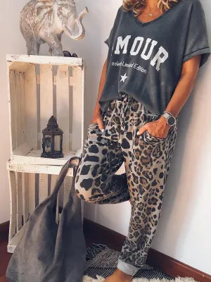 Leopard Print Casual Suit