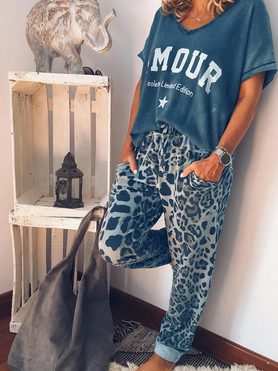 Leopard Print Casual Suit