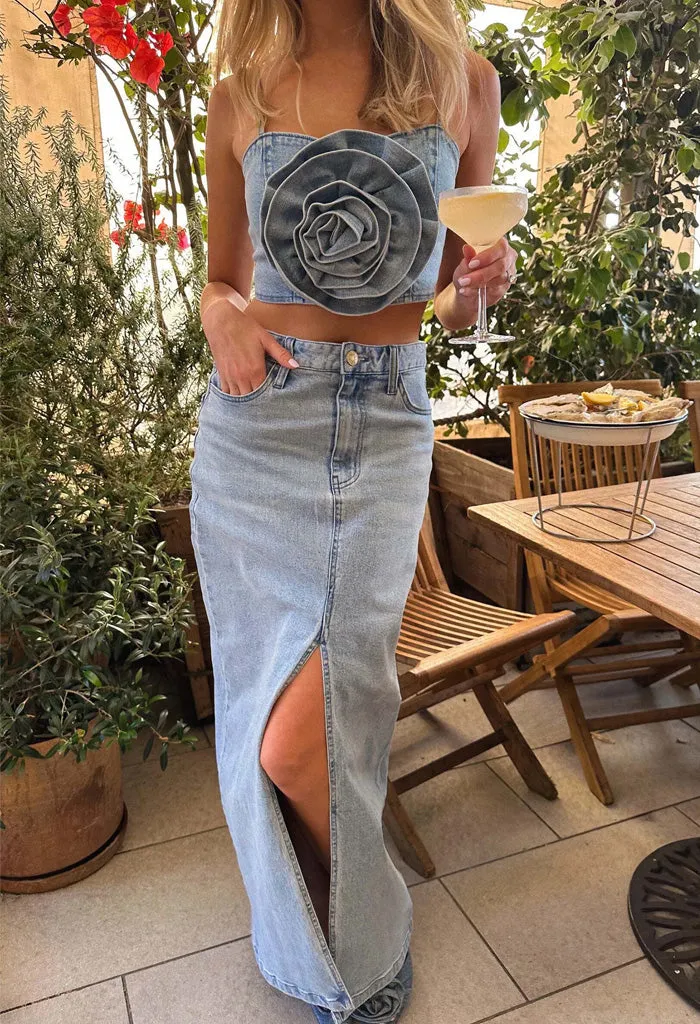 McEntire Maxi Skirt-Stone Blue